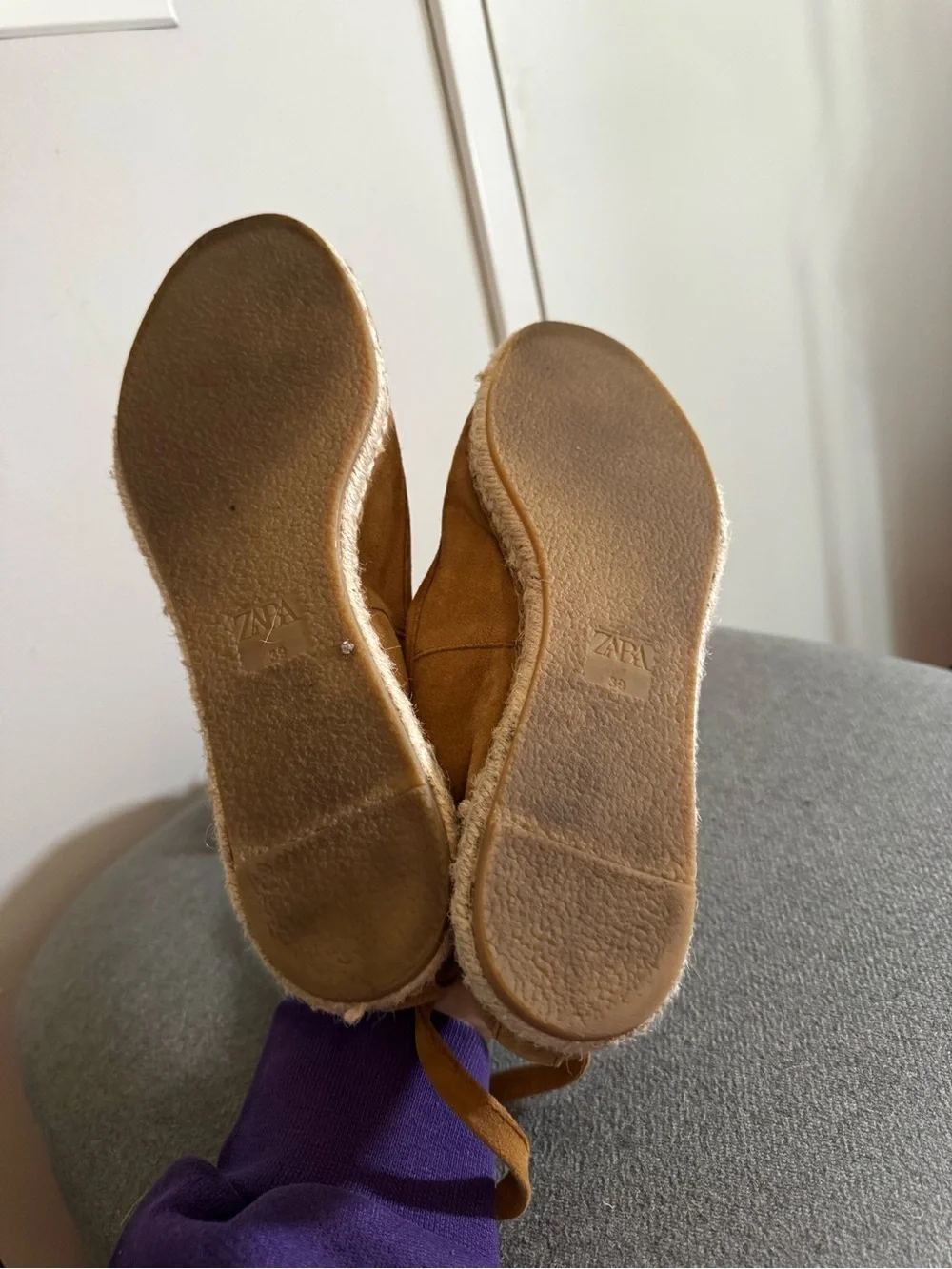 Zara Tan Suede Ankle-Tie Espadrilles